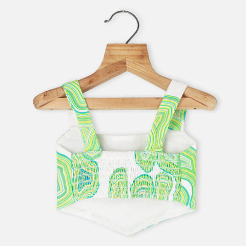Green Abstract Printed Crop Top