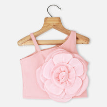 Load image into Gallery viewer, Mauve Over Size Flower Embellished Crop Top
