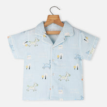 Load image into Gallery viewer, Blue Animal Theme Cotton Night Suit
