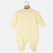 Load image into Gallery viewer, Yellow Striped Printed Full Sleeves Footsie
