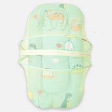 Load image into Gallery viewer, Green Dino Printed Baby Mattress With Mosquito Net &amp; Pillow
