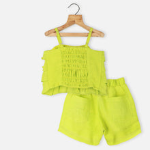 Load image into Gallery viewer, Green &amp; White Layered Sleeveless Top With Shorts Co-Ord Set

