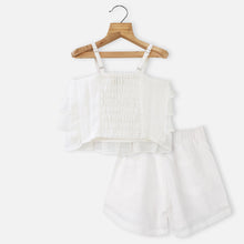 Load image into Gallery viewer, Green &amp; White Layered Sleeveless Top With Shorts Co-Ord Set
