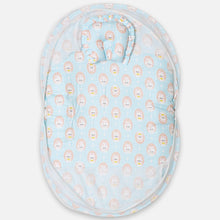 Load image into Gallery viewer, Blue Rabbit Printed Baby Mattress With Mosquito Net &amp; Pillow

