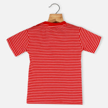 Load image into Gallery viewer, Red Striped Printed Half Sleeves T-Shirt

