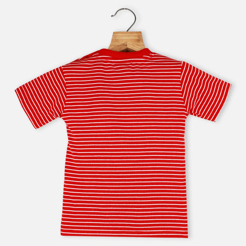 Red Striped Printed Half Sleeves T-Shirt