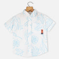 White Tropical Printed Half Sleeves Shirt
