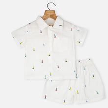 Load image into Gallery viewer, White Sailboat Theme Shirts With Shorts Co-Ord Set

