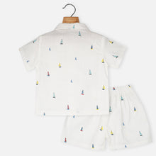 Load image into Gallery viewer, White Sailboat Theme Shirts With Shorts Co-Ord Set
