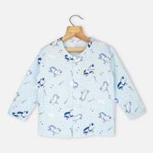 Load image into Gallery viewer, Blue Animal Theme Full Sleeves Cotton Night Suit
