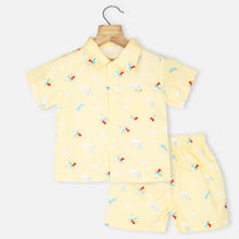 Load image into Gallery viewer, Yellow Airplane Theme Shirt With Shorts Co-Ord Set
