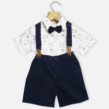 Load image into Gallery viewer, White Elephant Printed T-Shirt &amp; Shorts With Suspender Set
