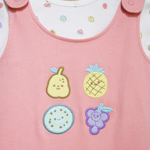 Load image into Gallery viewer, Pink Embroidered Romper Dungaree With White Printed Top
