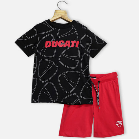Black Printed Half Sleeves T-Shirt With Shorts Co-ord Set