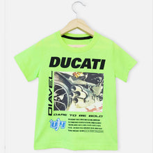 Load image into Gallery viewer, Neon Green Typographic Printed Half Sleeves T-Shirt
