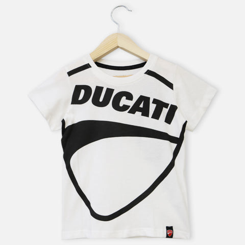White Printed Half Sleeves Round Neck T-Shirt