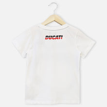 Load image into Gallery viewer, White Printed Half Sleeves Round Neck T-Shirt
