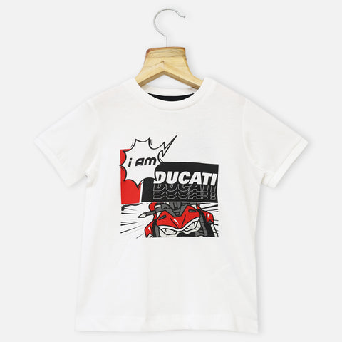 White Half Sleeves Round Neck T-Shirt