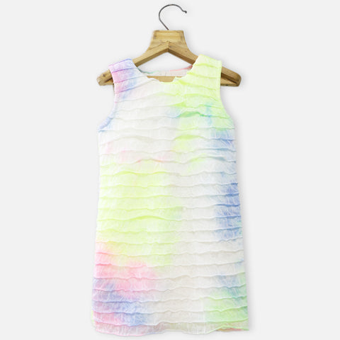White Straight Fit Dress With Denim Jacket