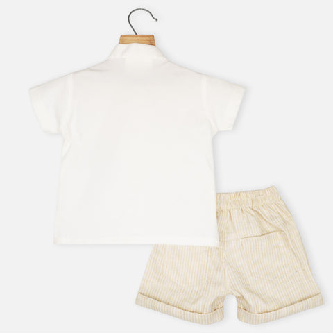 White Half Sleeves Shirt With Shorts