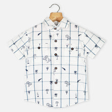 Load image into Gallery viewer, White Checked Half Sleeves Shirt With Shorts Co-Ord Set
