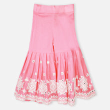 Load image into Gallery viewer, Pink Embroidered Cotton Kurta With Sharara &amp; Dupatta
