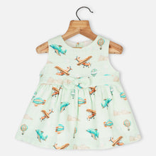 Load image into Gallery viewer, Green Airplane Theme Sleeveless Cotton Dress
