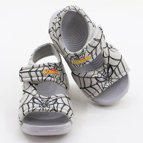 Grey Spider Theme Velcro Closure Sandals