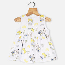Load image into Gallery viewer, White Bear Printed Sleeveless Cotton Dress
