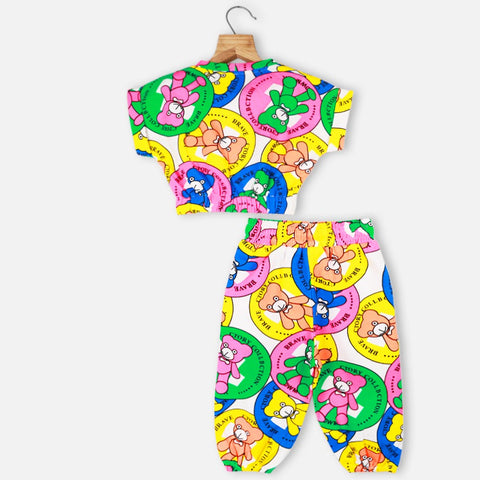 Colorful Bear Theme Top With Joggers Co-Ord Set