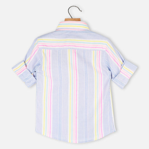 Blue Striped Printed Shirt