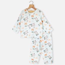 Load image into Gallery viewer, Blue Bear Theme Full Sleeves Muslin Night Suit
