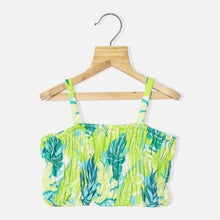 Load image into Gallery viewer, Green Tropical Shug With Smocked Crop Top &amp; Wide Leg Pants Co-Ord Set
