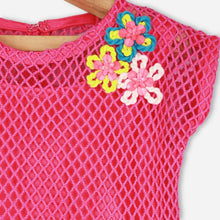 Load image into Gallery viewer, Pink Flower Embellished Crochet Top

