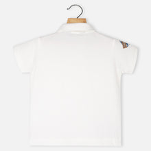 Load image into Gallery viewer, Half Sleeves Polo T-Shirt- White &amp; Teal
