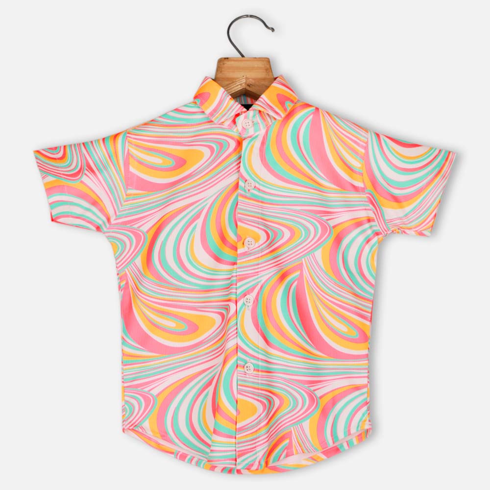 Neon Abstarct Printed Half Sleeves Shirt