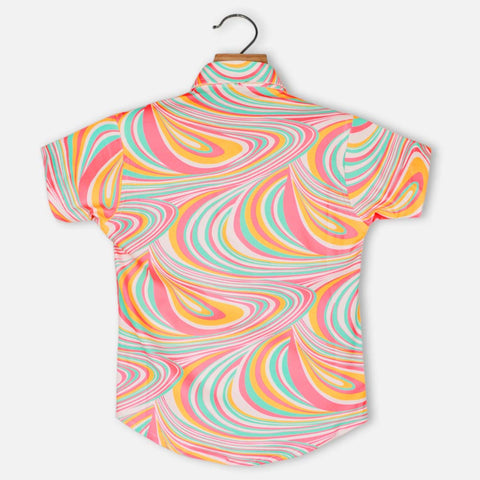 Neon Abstarct Printed Half Sleeves Shirt