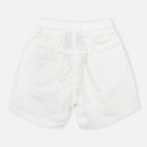 Plain White Elasticated Waist Cotton Shorts