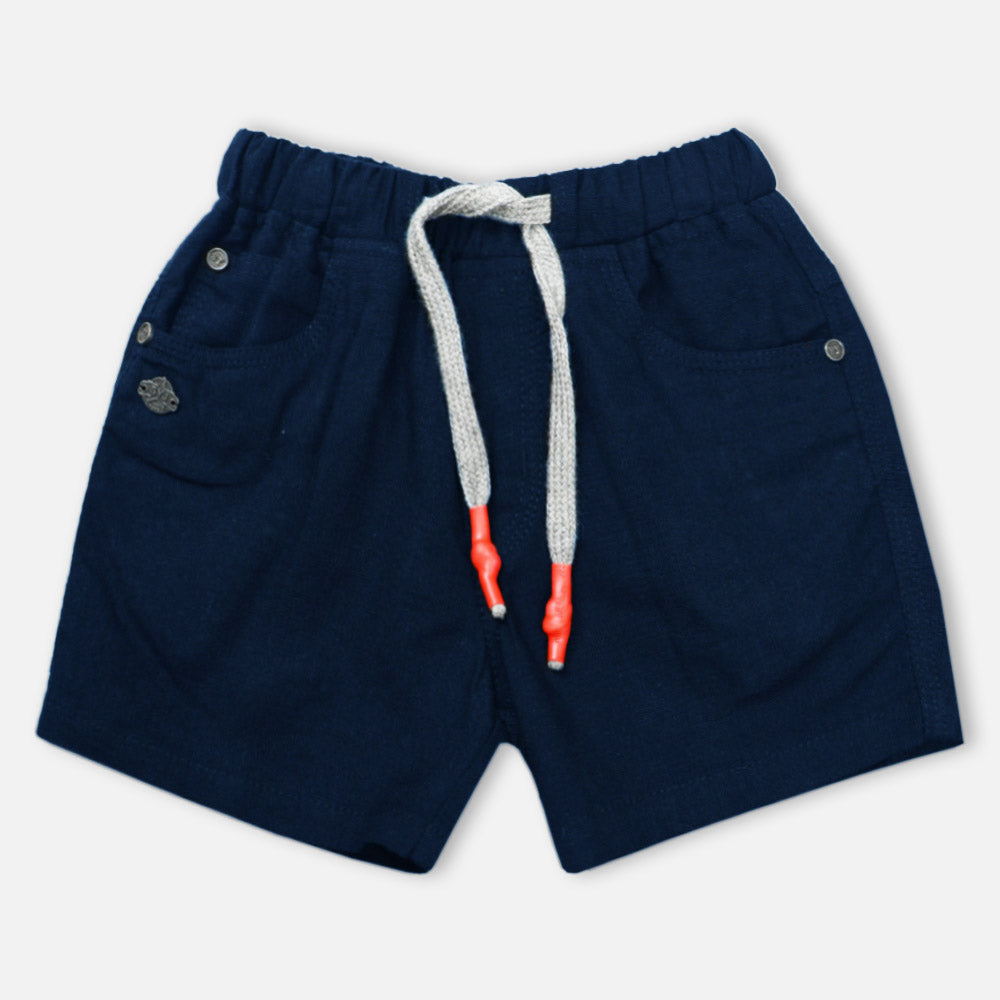 Navy Blue Elasticated Waist Cotton Shorts