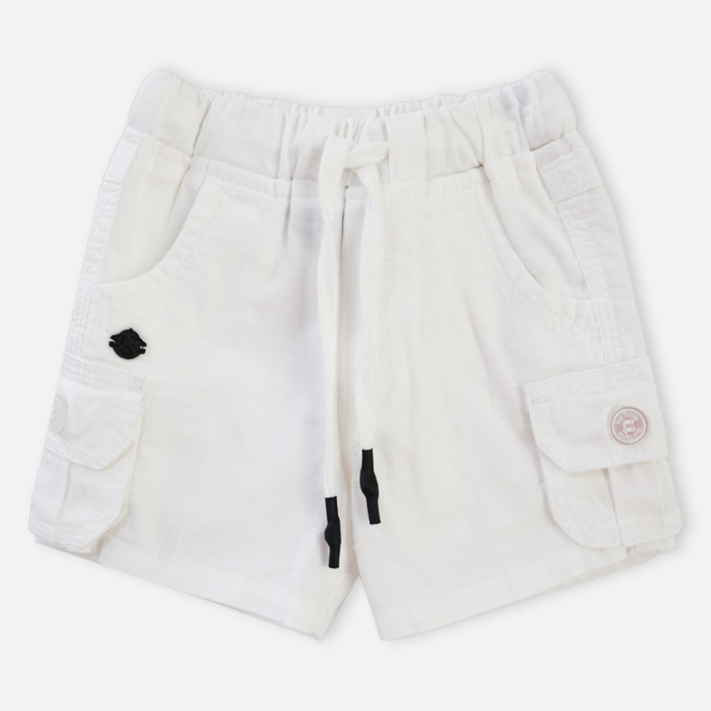 White Elasticated Cotton Shorts