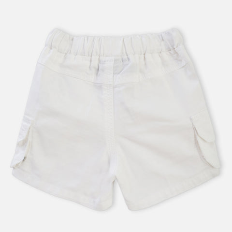 White Elasticated Cotton Shorts