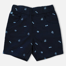 Load image into Gallery viewer, Navy Blue Printed Elasticated Waist Shorts
