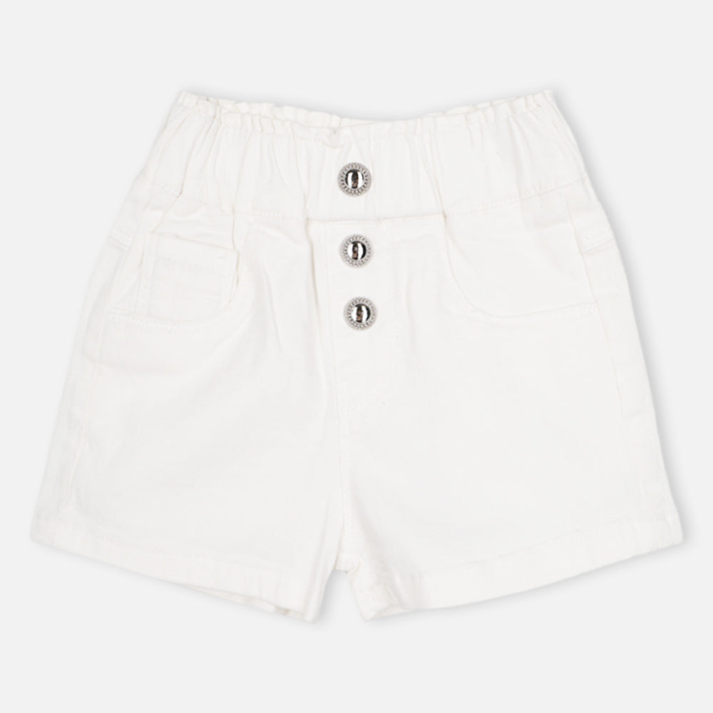 White Elasticated Waist Shorts