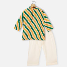 Load image into Gallery viewer, Green Lehriya Full Sleeves Kurta With Beige Pajama
