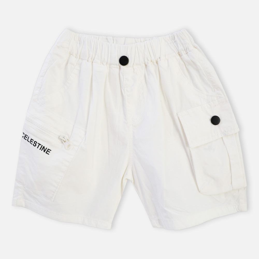 Elasticated Waist Cargo Shorts- Brown, Black & White