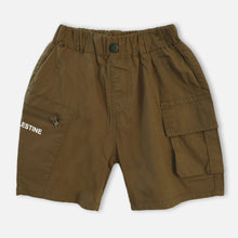 Load image into Gallery viewer, Elasticated Waist Cargo Shorts- Brown, Black &amp; White
