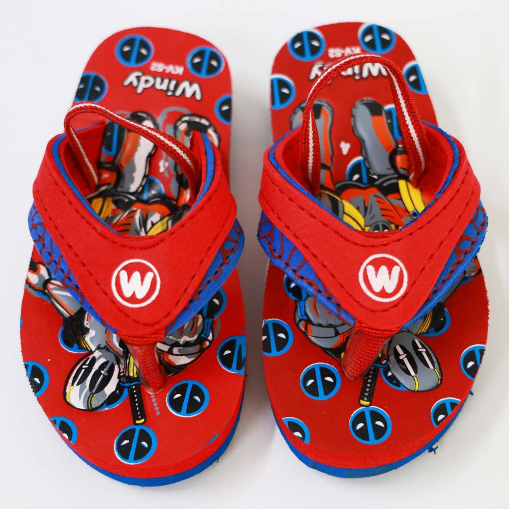 Red Cartoon Theme Flip Flop With Back Strap