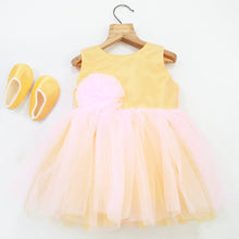 Load image into Gallery viewer, Yellow Sleeveless Net Party Frock With Booties
