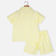 Load image into Gallery viewer, White &amp; Yellow Striped Shirt With Shorts Co-Ord Set
