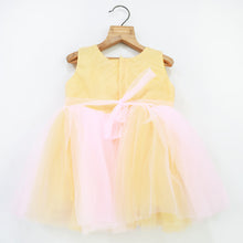 Load image into Gallery viewer, Yellow Sleeveless Net Party Frock With Booties
